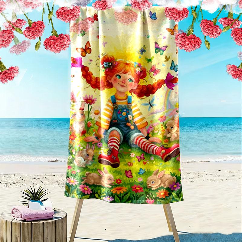 Pippi Adventure Print Beach Towel Large Soft Quick Dry Towel For Beach Camping Swimming