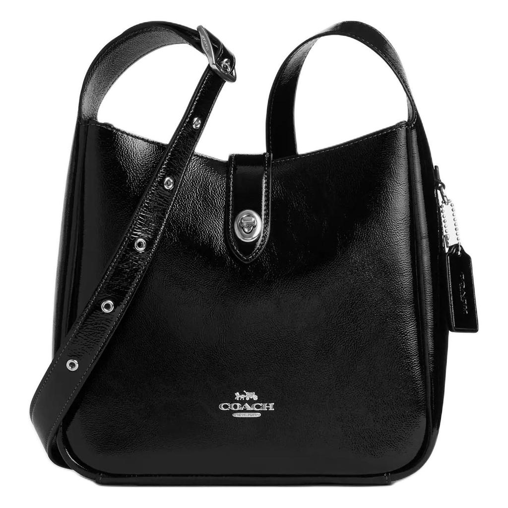 Coach Hadley 24 Wrinkled Patent Leather Convertible Crossbody Bag Women Bags Black CCF02-SVBK