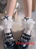 Girls Polka Dot Ruffle Tulle Butterfly Bow Knee Socks With Frictionresistant Fabric For Teens