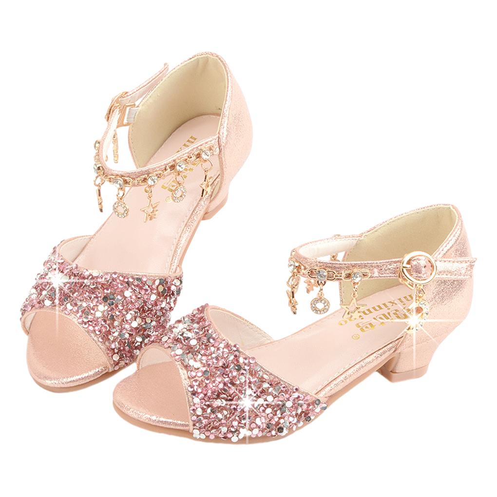 Girls Ballerina Glitter Shoes Children Ballet Wedges Party Shoe Carnival Christmas Sandals with Shoelace Stage