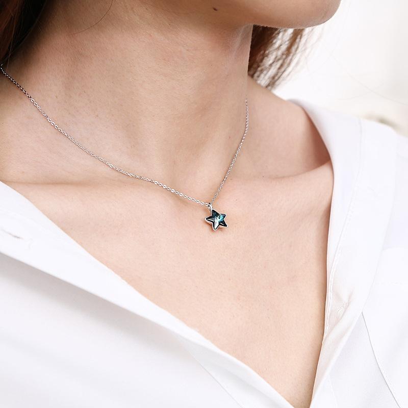 925 Sterling Silver 18-Inch Elegant Star Zircon Pendant Necklace for Women – Fashion Charm Jewelry Gift
