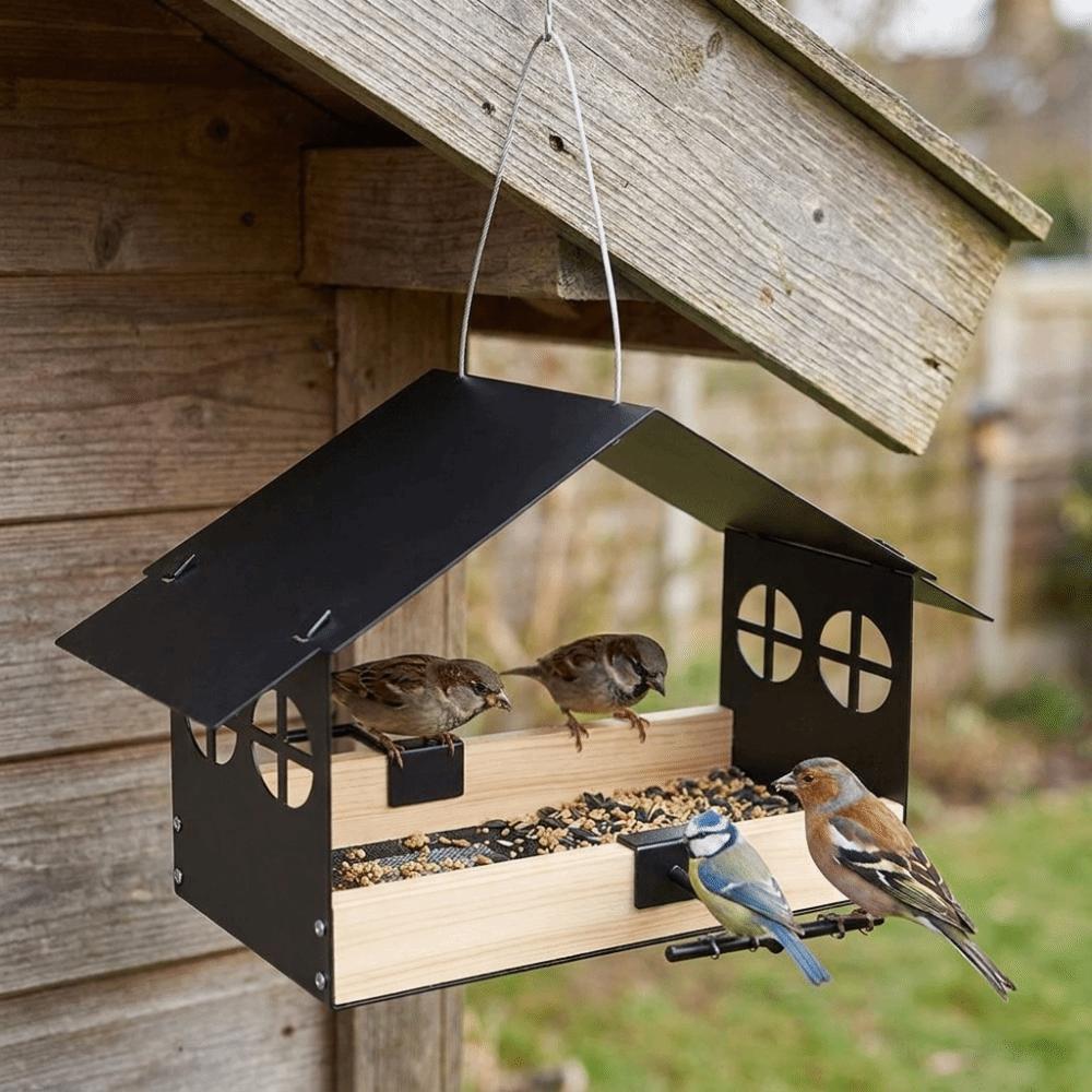Weatherproof House Shape Bird Feeder Large Capacity Bird Food Container  Bird Watching