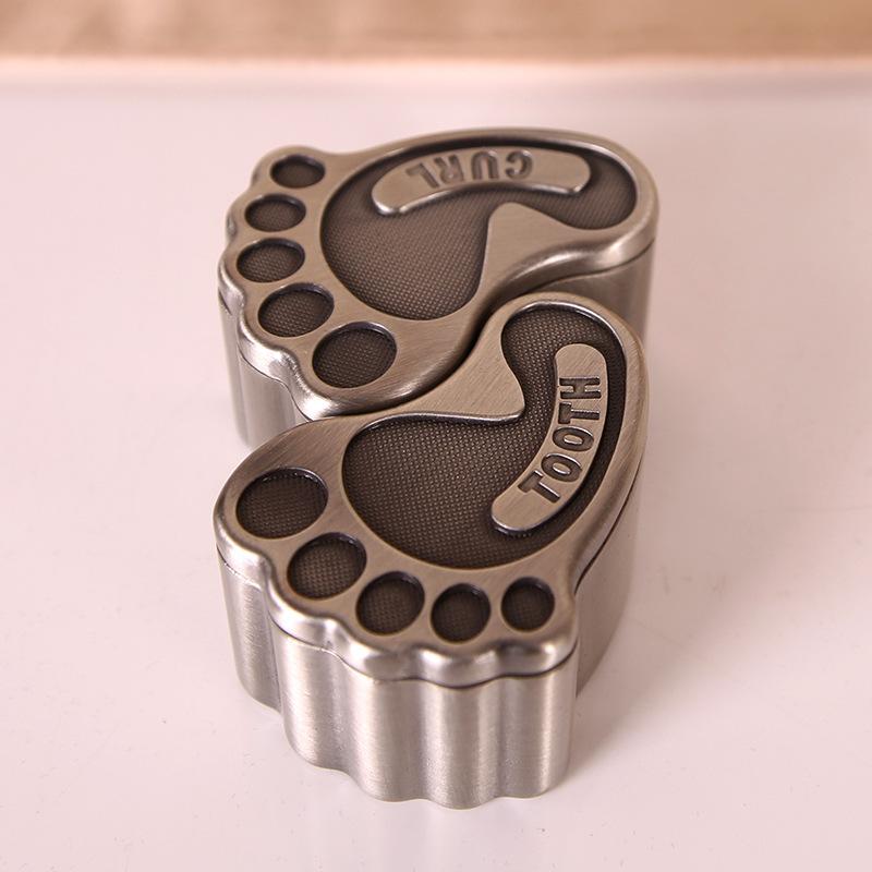 Creative European exquisite elephant baby teeth fetal hair collection box metal small baby hair tooth storage packaging box