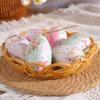 Easter Colorful Eggs with  Weaving Basket Easter Decorations 2025 Cartoon Bunny Eggs Painted Hanging Pendants Ornament Kids Gift