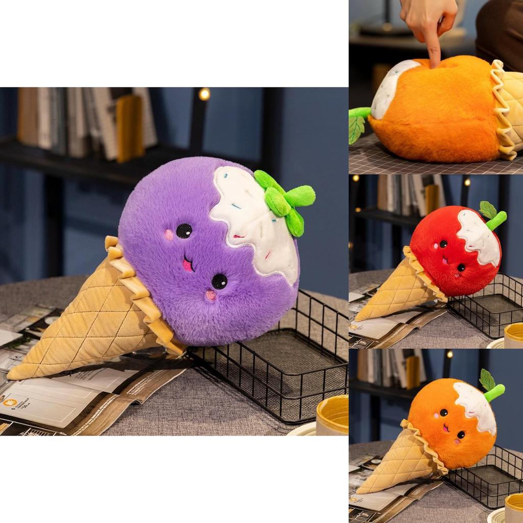 Adorable Fruit Ice Cream Plush Toy For Kids Soft Sweet Cone Doll Pillow Gift