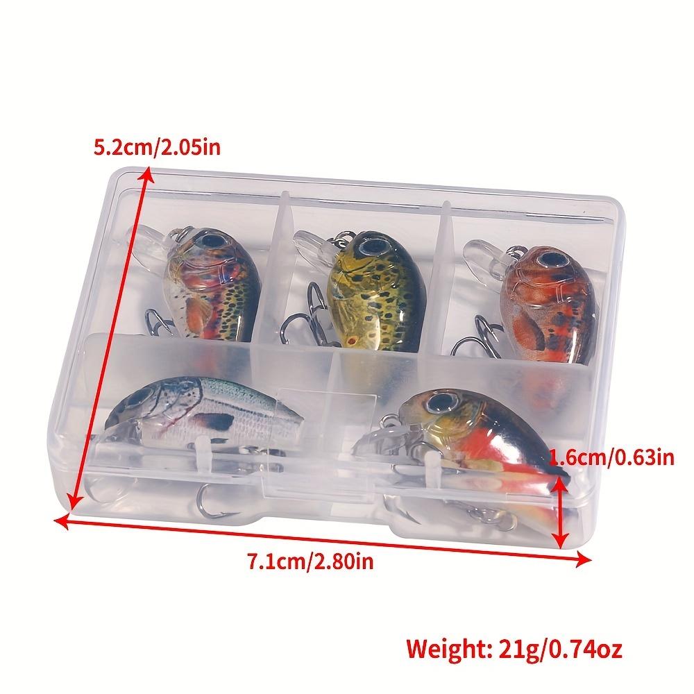 2 g/1,5 g, 5-teiliges Premium-Mini-Crankbaits-Set, künstliche Topwater-Wobbler zum Hecht- und Bassangeln – 2,8 cm/1,1 Zoll