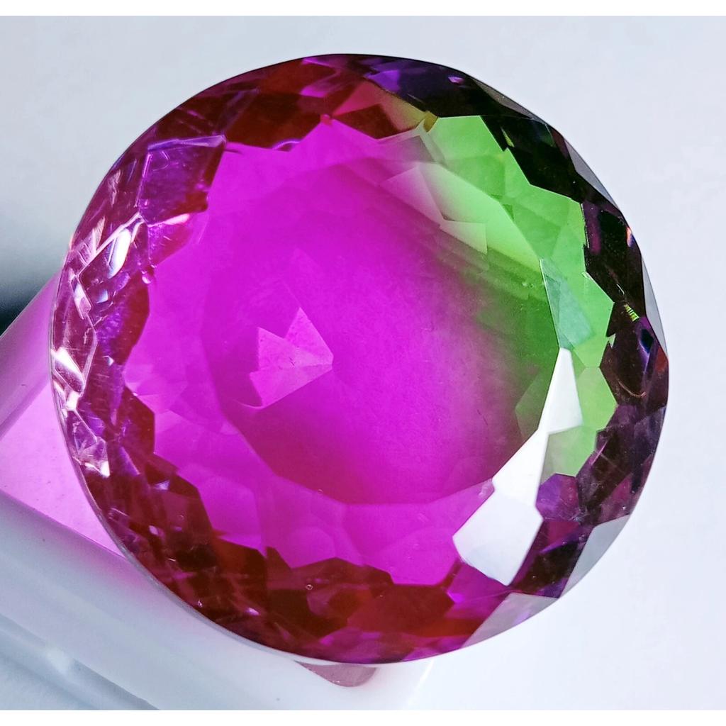 Fabulous Bi-Color Big Tourmaline Natural Round Cut 89-90 Ct Certified Gemstone