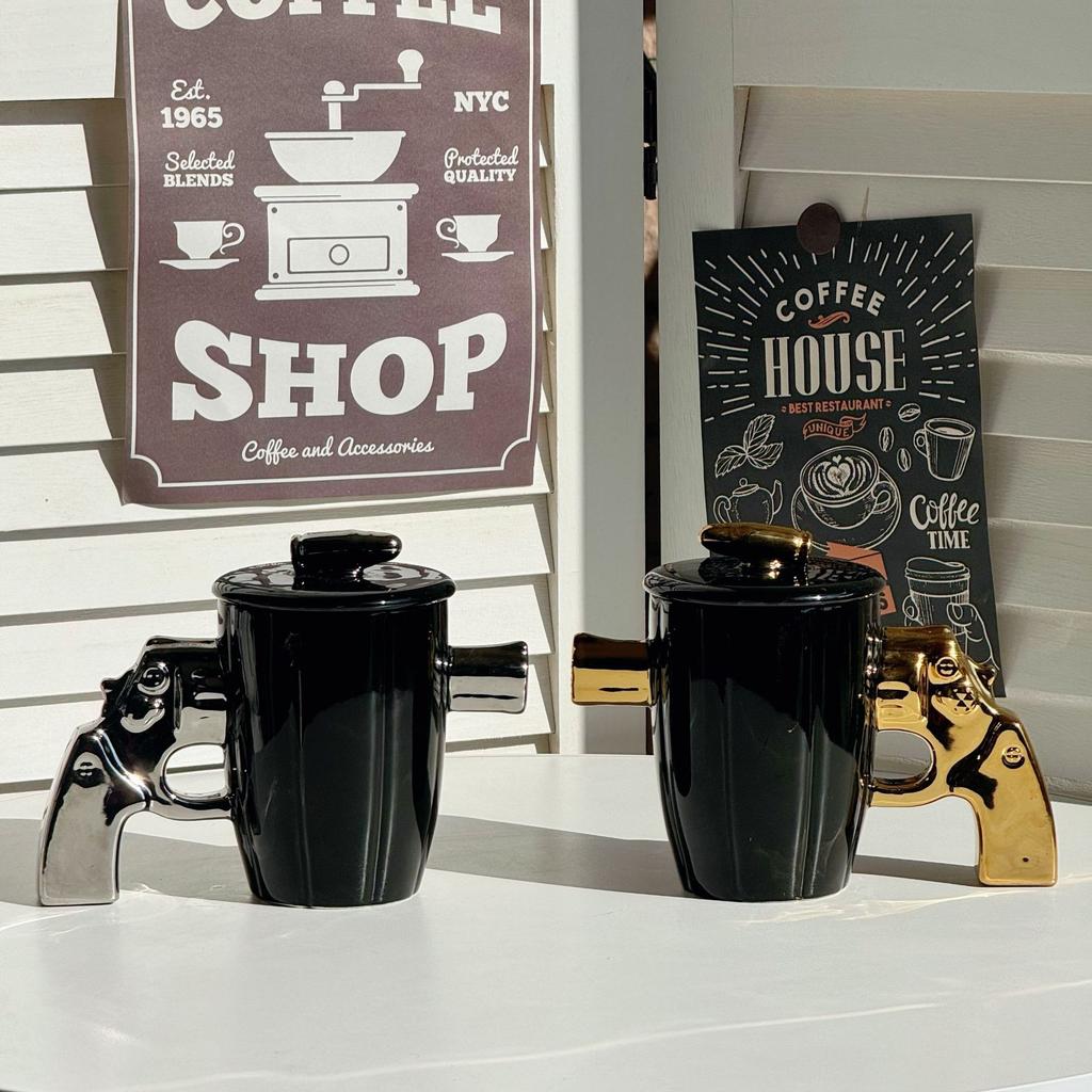 Revolverpistool beker keramiek explosiebestendig militaire stijl mok gepersonaliseerde vorm koffiekop grote capaciteit waterbeker voor vriend