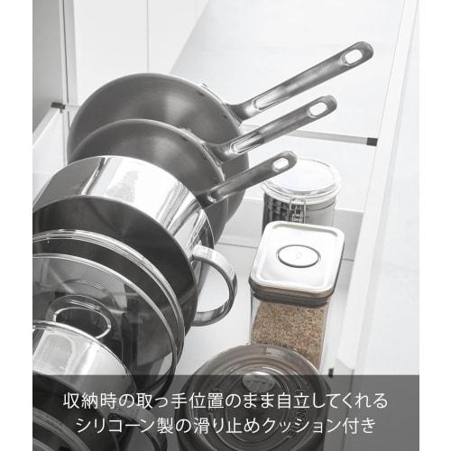 Yamazaki Tower Under-Sink Adjustable Pot Lid & Pan Storage Stand, W40, Black, W40 x D14.1 x H14cm, with Sliding Divider Bar, Model 1362