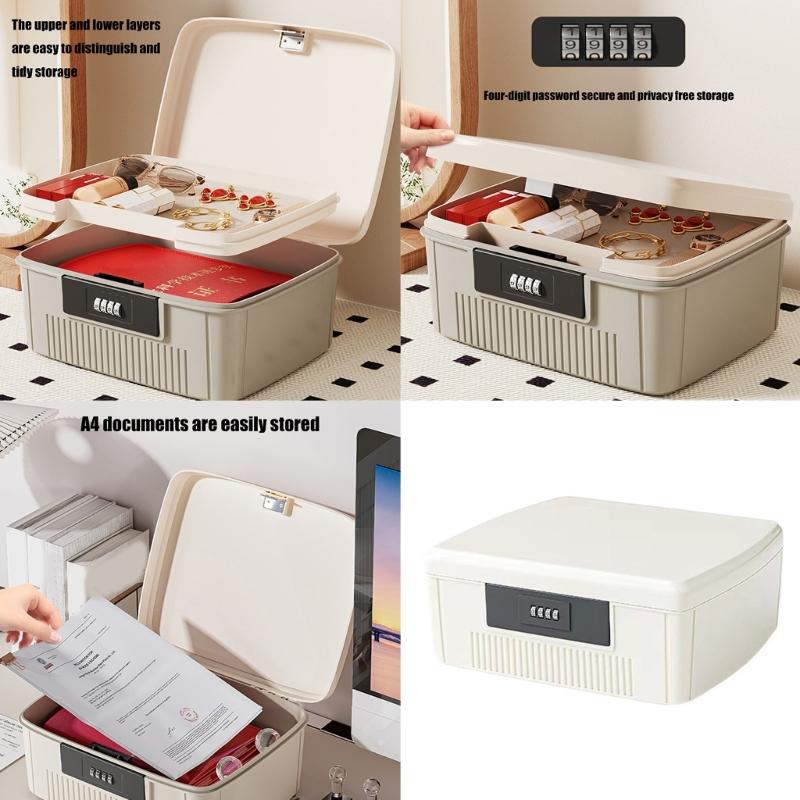 Multipurpose Locking Storage Box with Removable Tray for Home School and Office Privacy Protective Organization