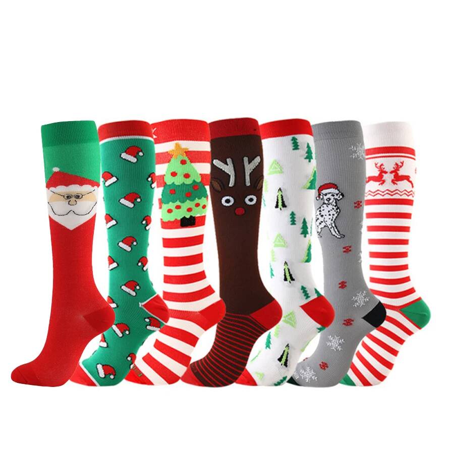 7 Pairs Compression Stockings Fit Running Unisex Nurses Flight Travel Leg Pressure Compress High Quality Socks