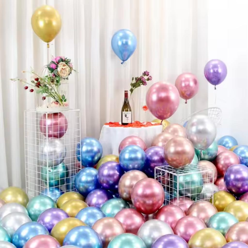 5Inch 10Pcs Latex Balloon Gold Silver Black Pink Xmax Balloon Wedding Happy Birthday Metallic Chrome Balloon Decoration