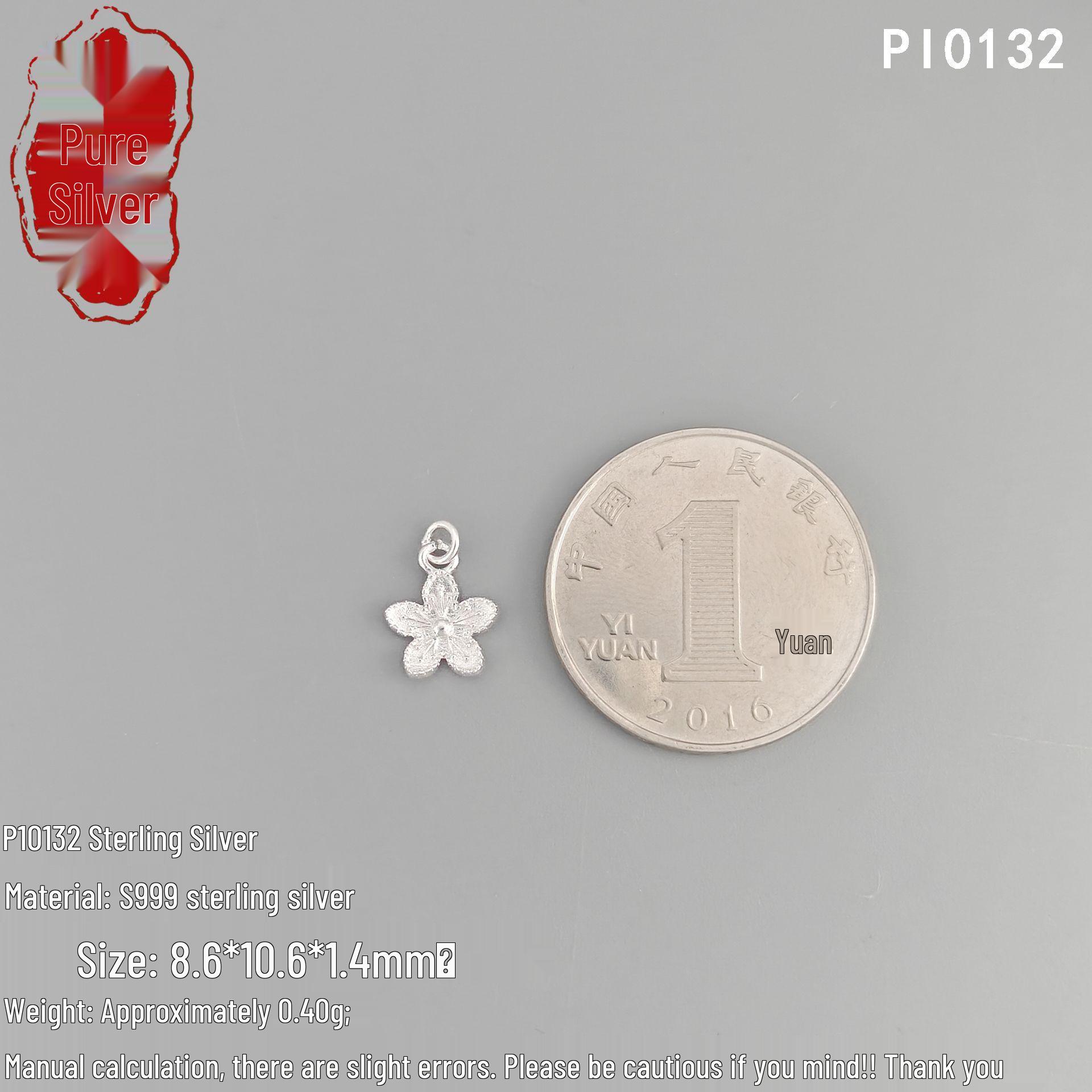 S999 Sterling Silver Plum Blossom Charms Pendants for DIY Bracelets - Versatile & Simple