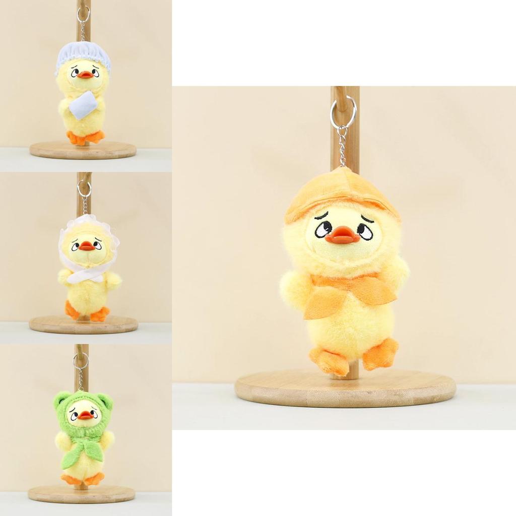 Fluffy Annoying Plush Duck Keychain 14cm Soft Yellow Toy Bag Gift Charm