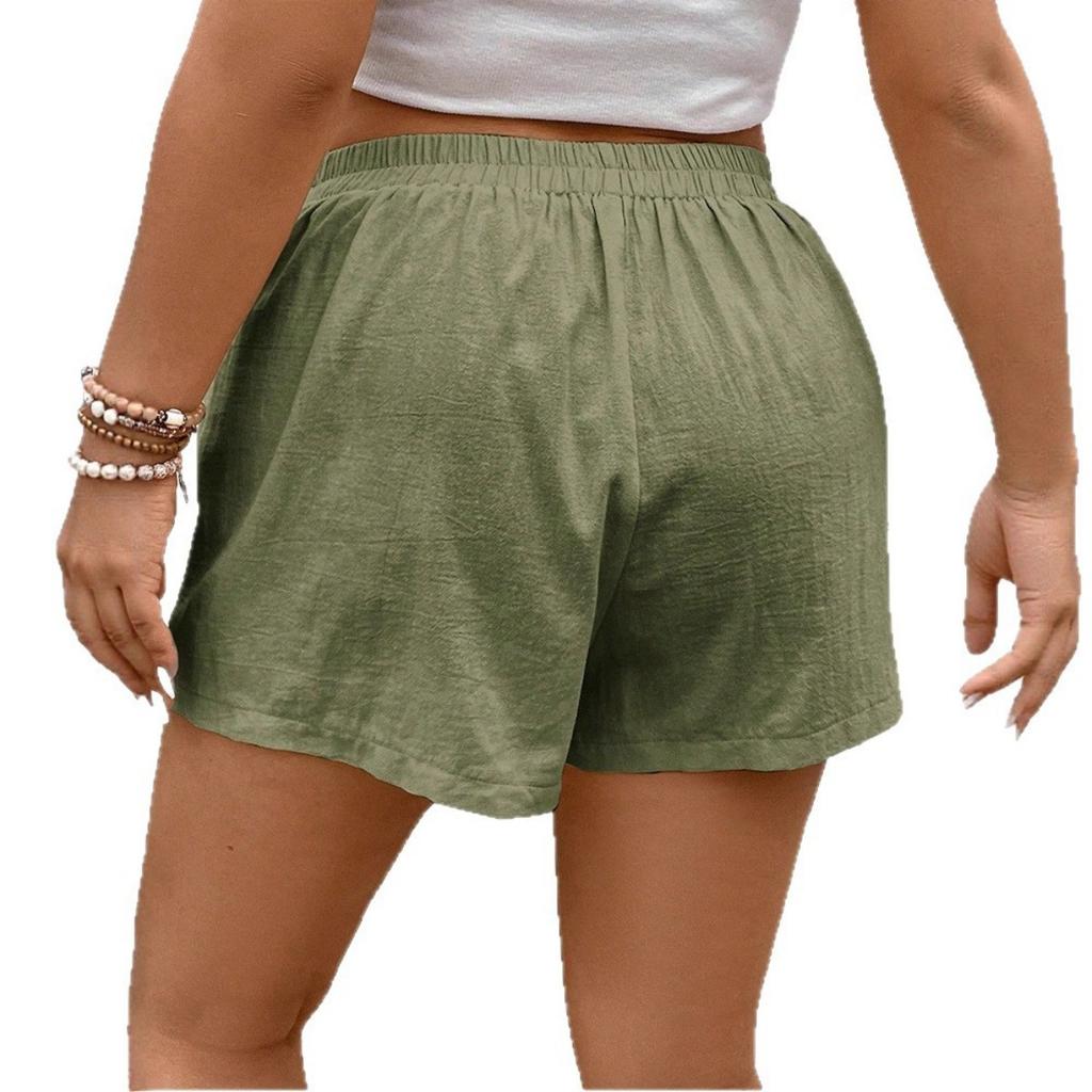 Spring Summer New Solid Color Tie Waist Elastic High Waist A-line Skort Women Casual Summer Shorts Skirt
