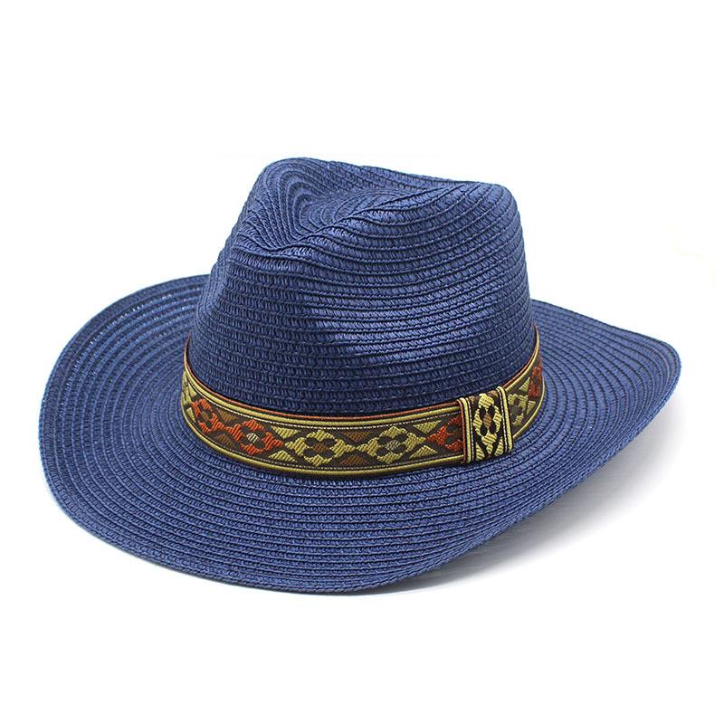 Tibetan Ethnic Style Western Cowboy Straw Hat Top Hat Men And Women Outdoor Beach Hat Sun Protection Hat