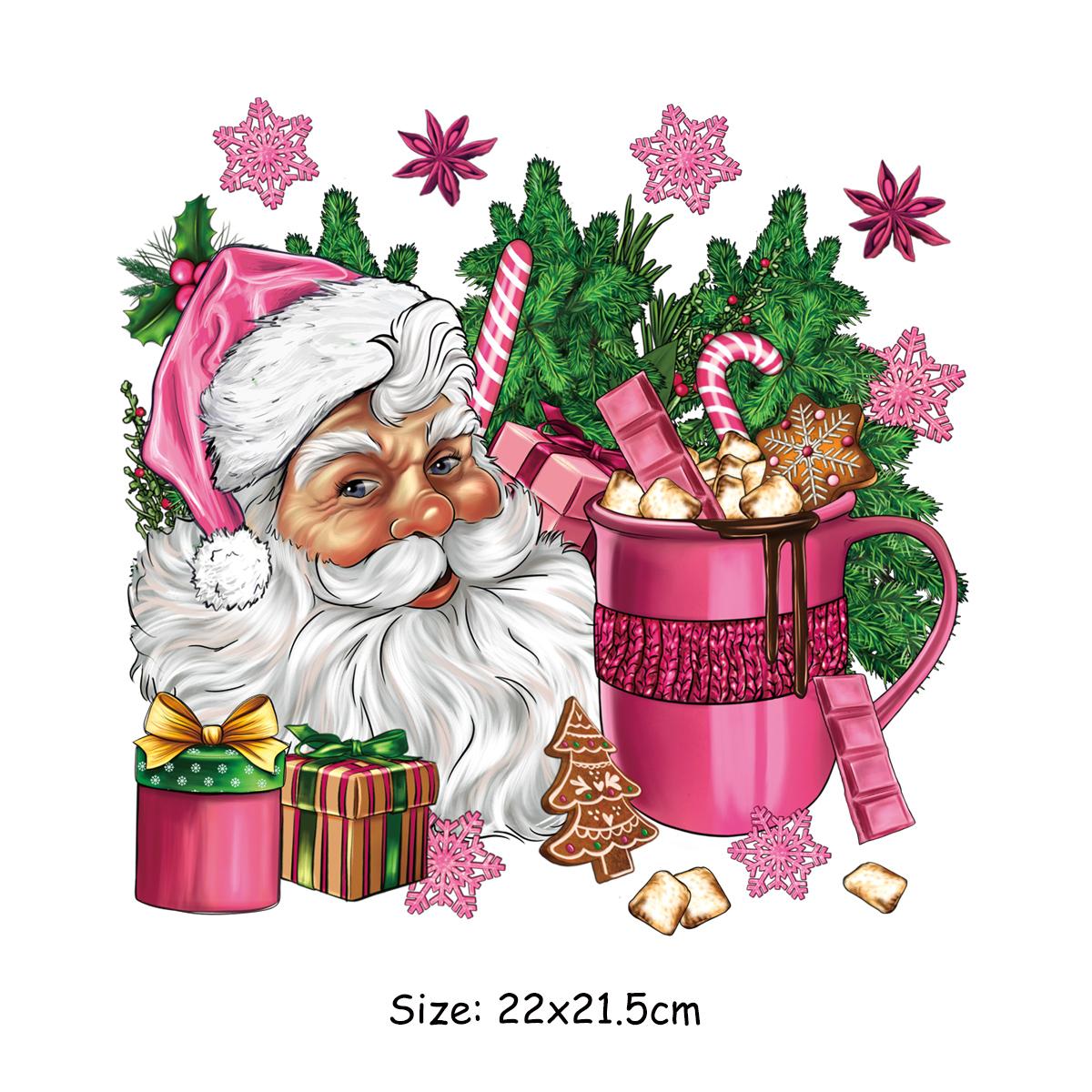 

Барби, розовая Рождественская елка, термопереносная наклейка для одежды, Санта-Клаус, сделай сам, теплопередающие толстовки, наклейки на одежду, утюжок на заплатке