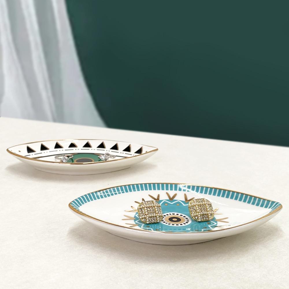 Oval Decorative Plate Eye Shape Dessert Plate Unique Jewelry Tray  Gift