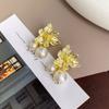 French Small Flower Pearl Ball Earrings Retro Niche Gold Earrings Front And Rear Light Luxury Simple Earrings Women