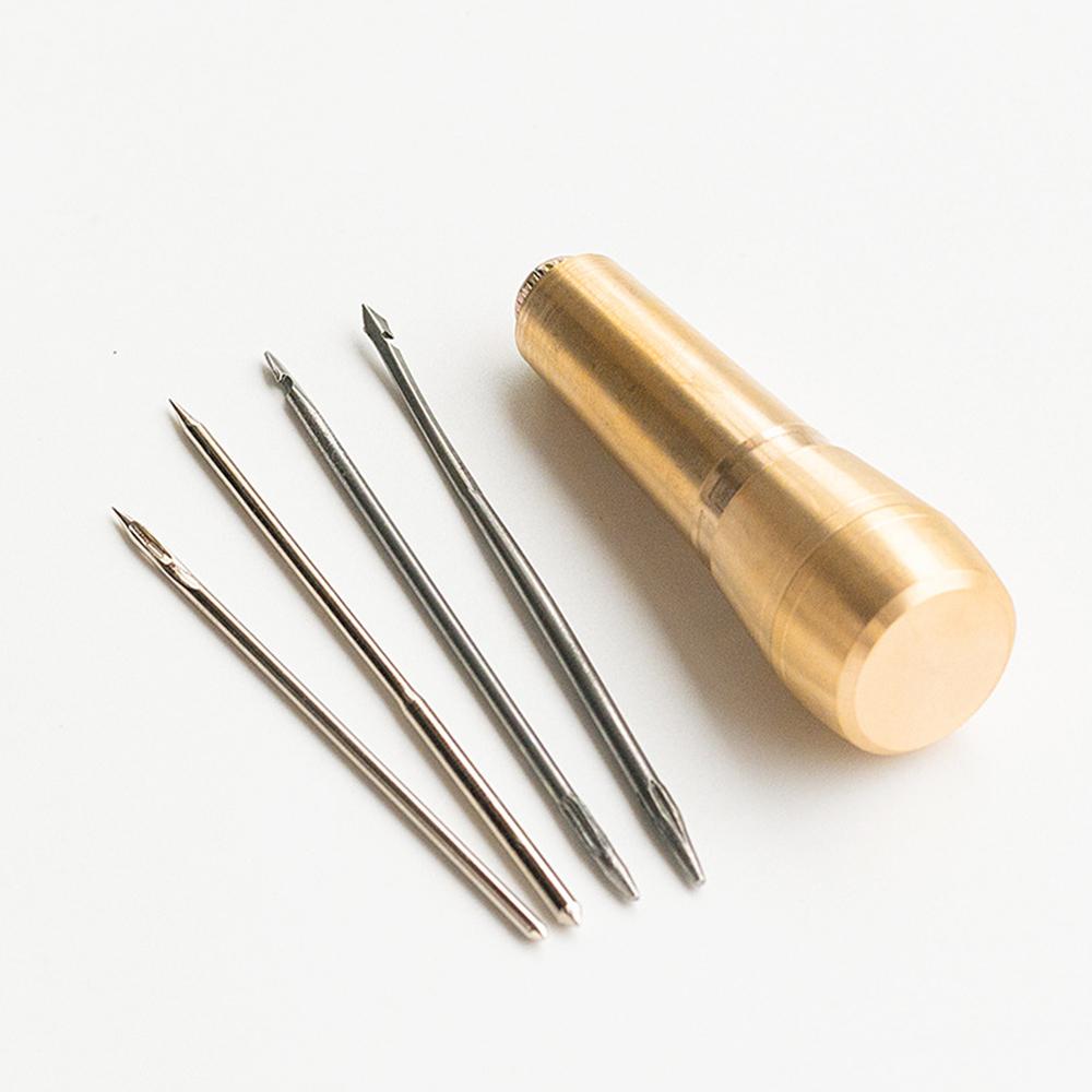 Leather Sewing Kit DIY Leather Sewing Awl Needle With Copper Handle/Stainless Steel Set Leather Canvas Tent Shoes Repairing Tool