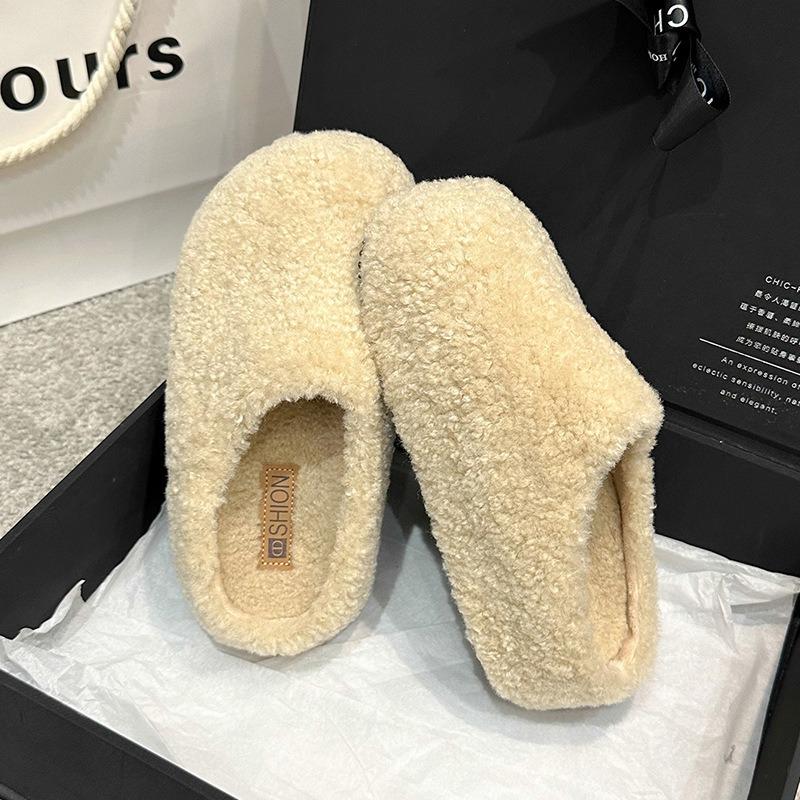 Fluffy slippers women's outer wear new fluffy thick-bottomed indoor home women's cotton slippers