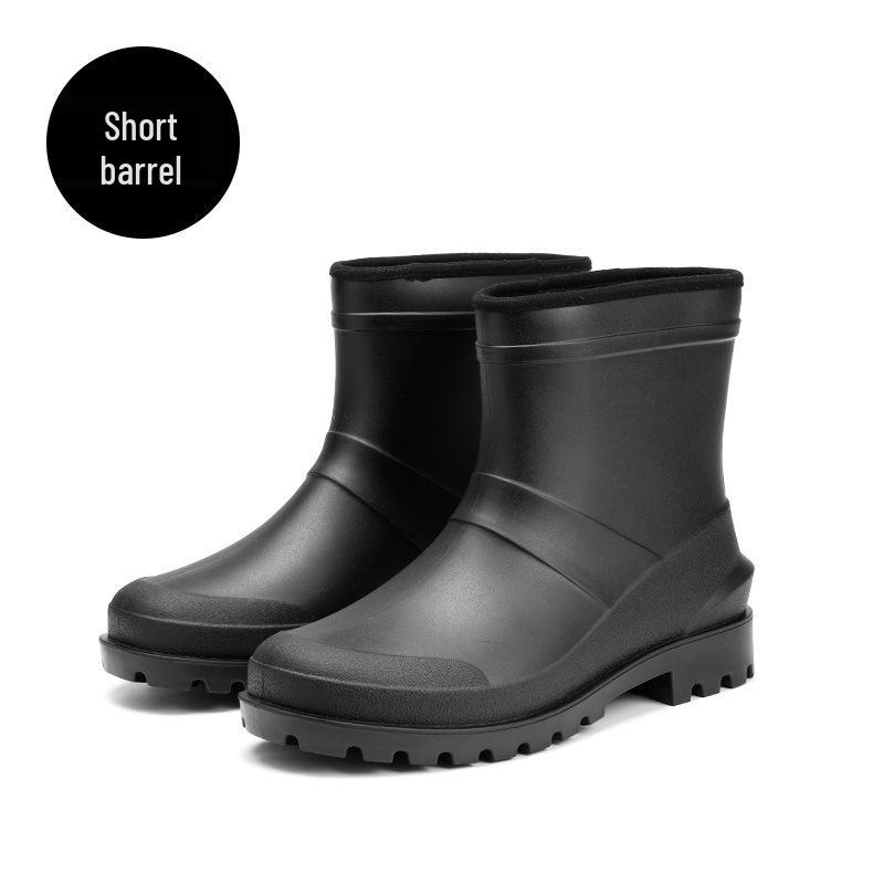 Men's Waterproof High-Top PVC Rubber Boots: Mid-Calf Rain & Construction Labor Protection Shoes