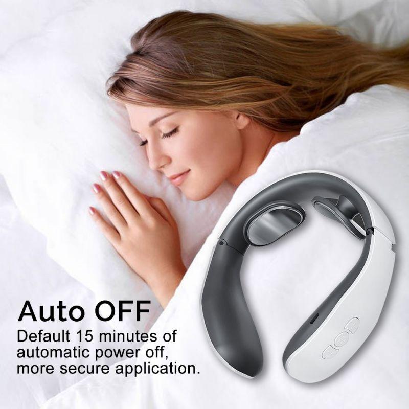 EMS Electric Neck and Shoulder Massager 6 Modes 9 Levels Head and Cervical Spine Massager Adjustable Heat Cervical Vertebra Relax Pain Relief