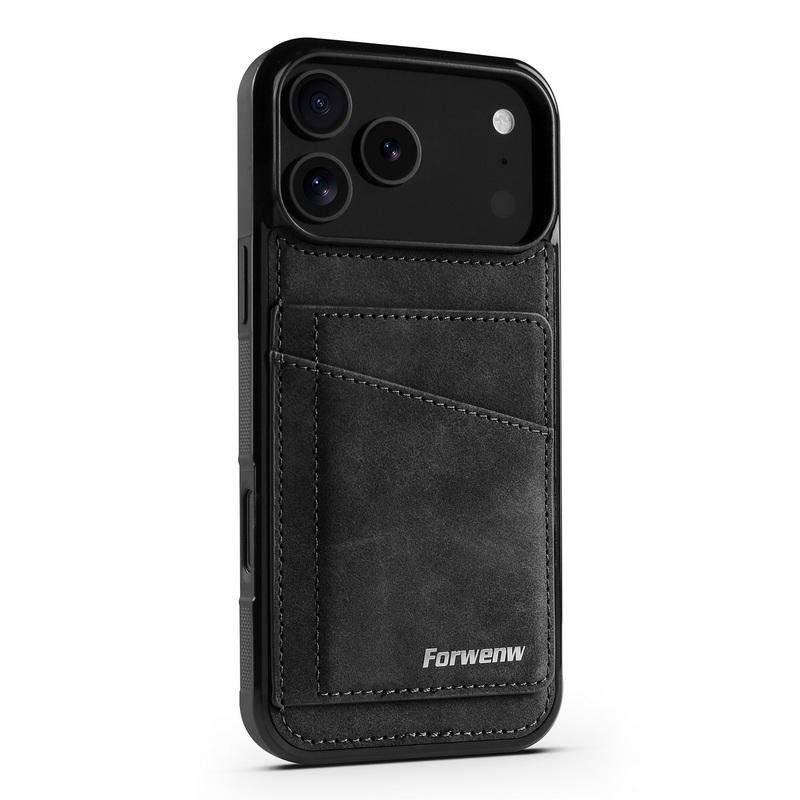 Luxury Back Leather Card Slots Case For iPhone 17 Pro Max 16 Plus 15 14 13 12 Pro Max 11 16E Air with Metal Buckle Card Holder Phone Stand Cover