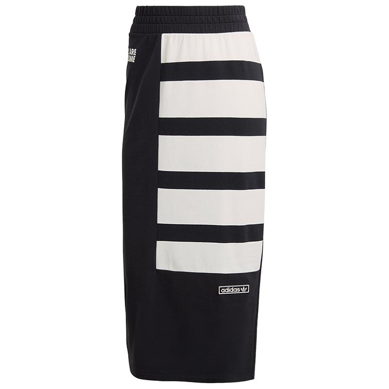 

Adidas Originals Sports Lifestyle Series Bodycon Comfortable Logo Breathable Casual Long Skirt Women skirts Black GU6977 2XS