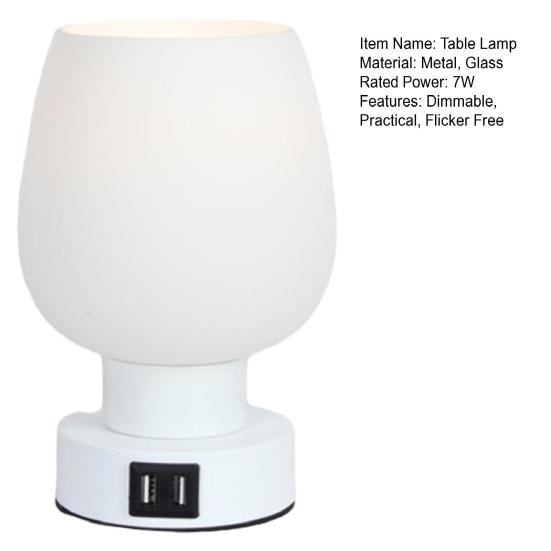 LED Desk Lamp with White Glass Shade Dimmable Flicker Free Easy To Install Touch Control LED Desk Light Small Bedside Lamp