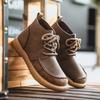 Men’s Retro Short Ankle Boots Shoes Fashion Casual Driving Shoes Black Brown Wide Head High Top Shoes Plus Size