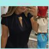 Elegant Women Casual Chiffon Short Sleeve Splice Lace Crop Formal Tops Blouse T Shirt For Comfortable Summer Wear