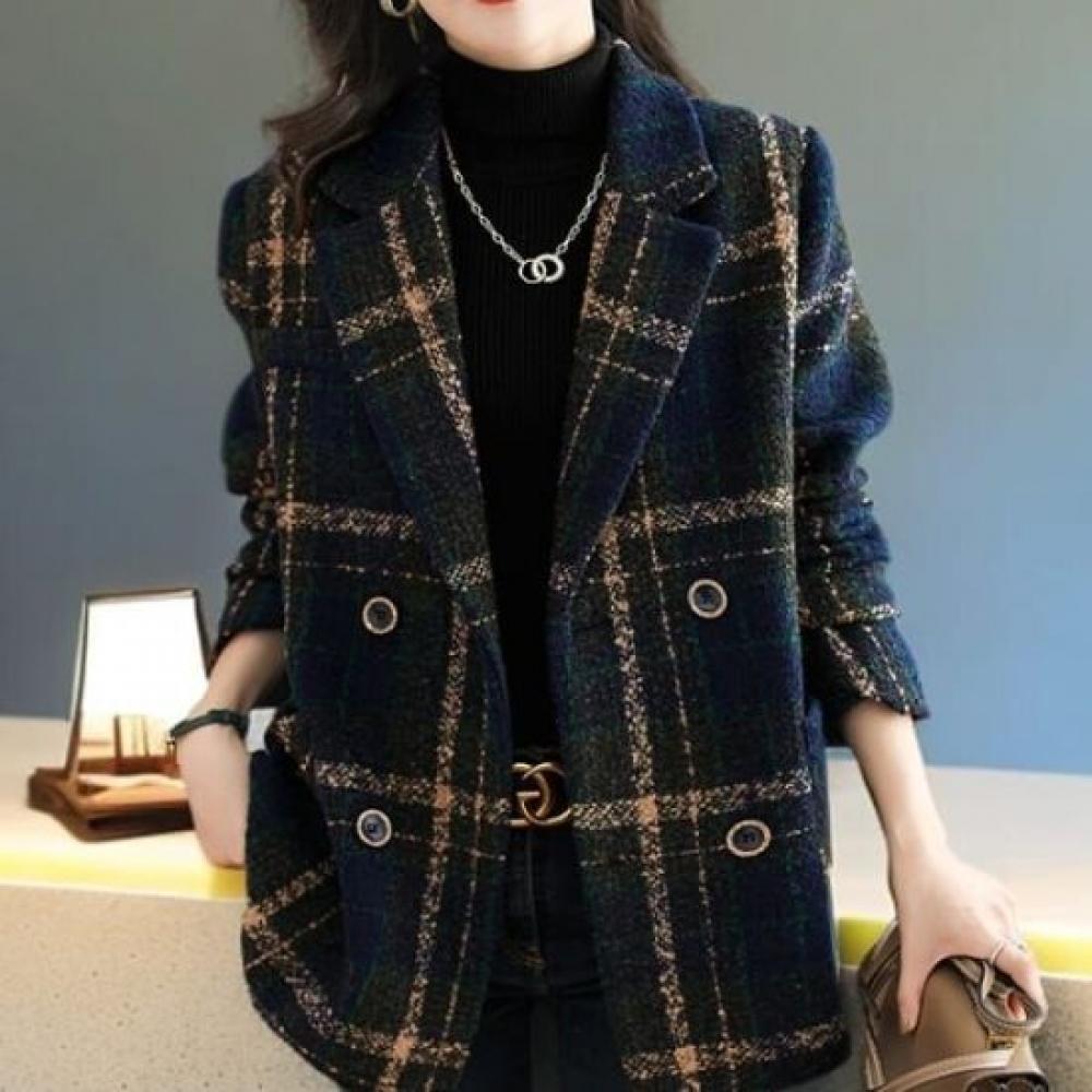 Rellawear Women Tweed Pattern Medium Coat Rt241007