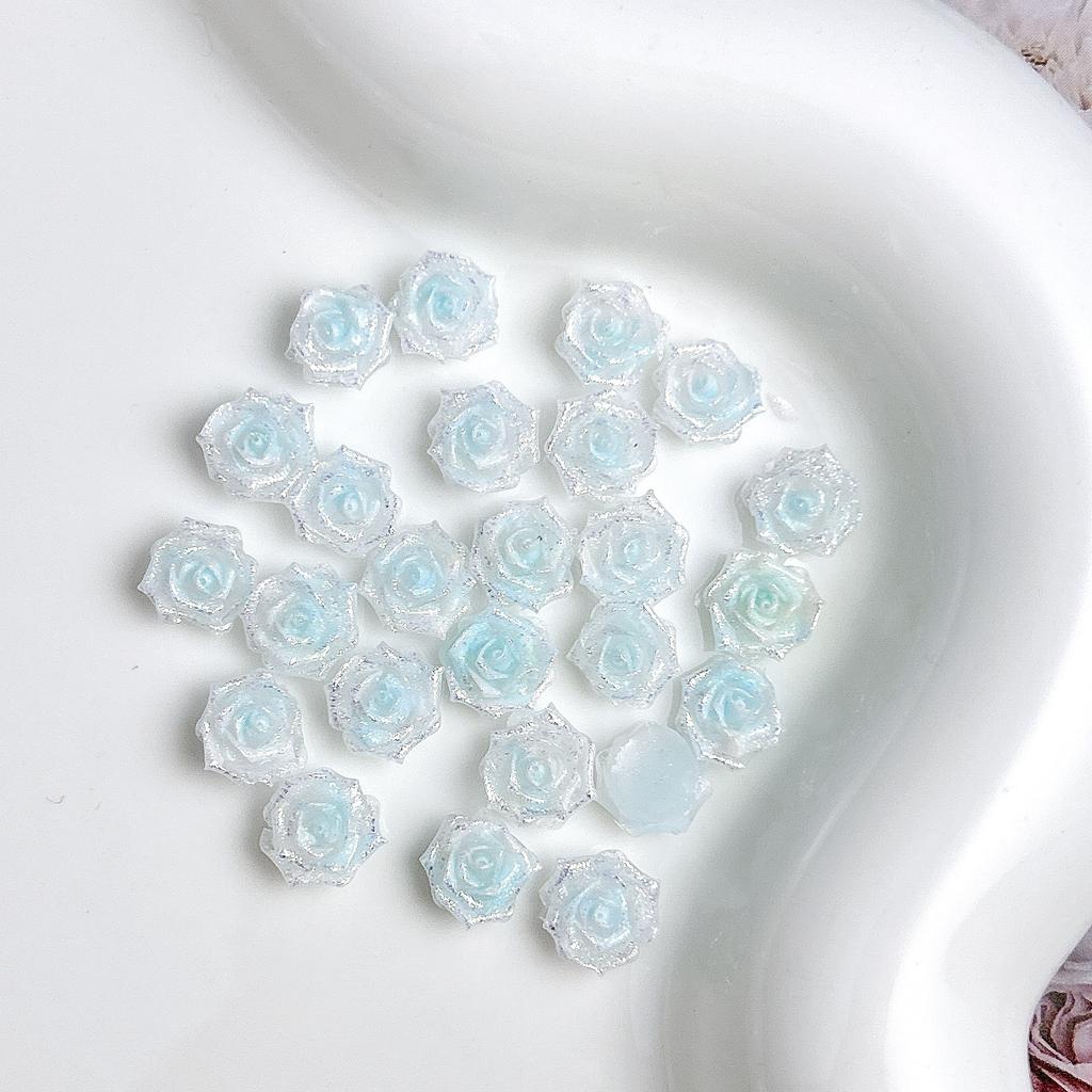 Hand-Crafted Luminous Rose Soft Flower Nail Art Decorations 3D Ink Wash Gradient Style Wearable Nails Handmade Cream Glue Material
