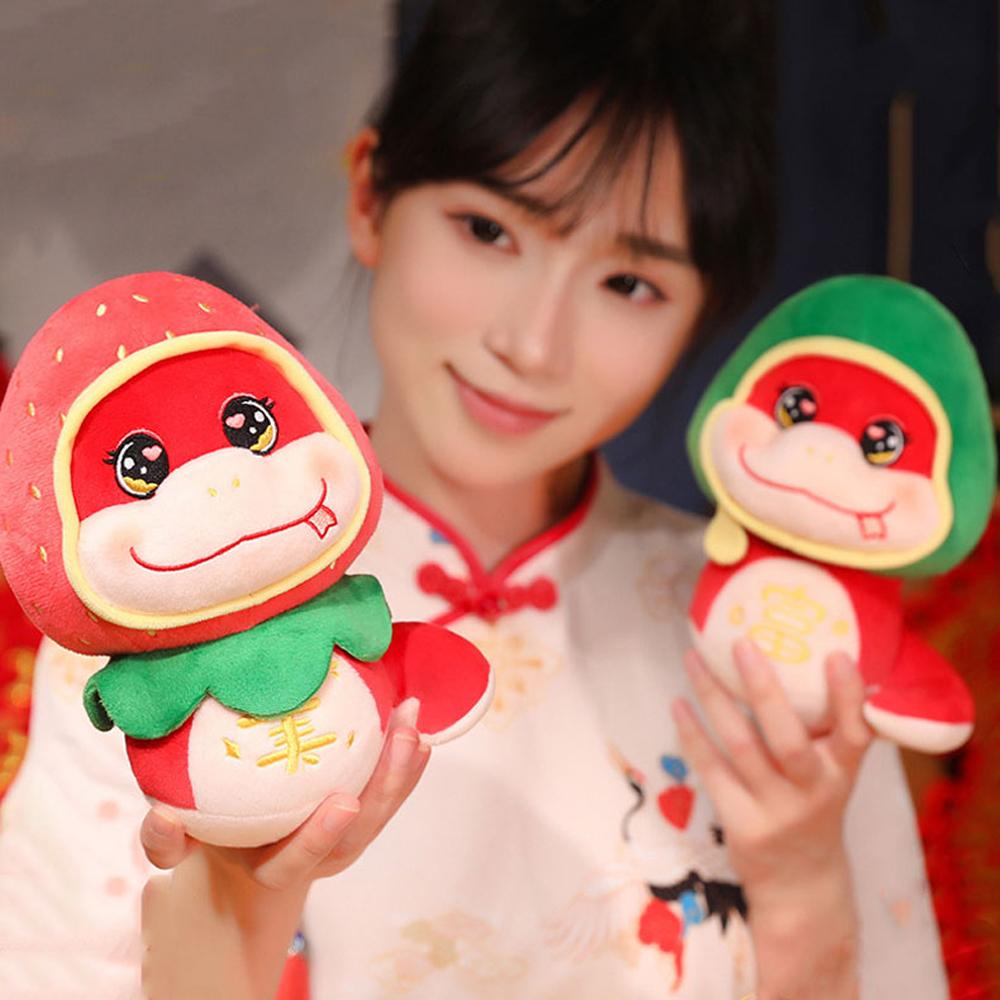 God of Wealth Snake Plush Doll Toy Fruits Lucky Snake Plushies Doll  Children