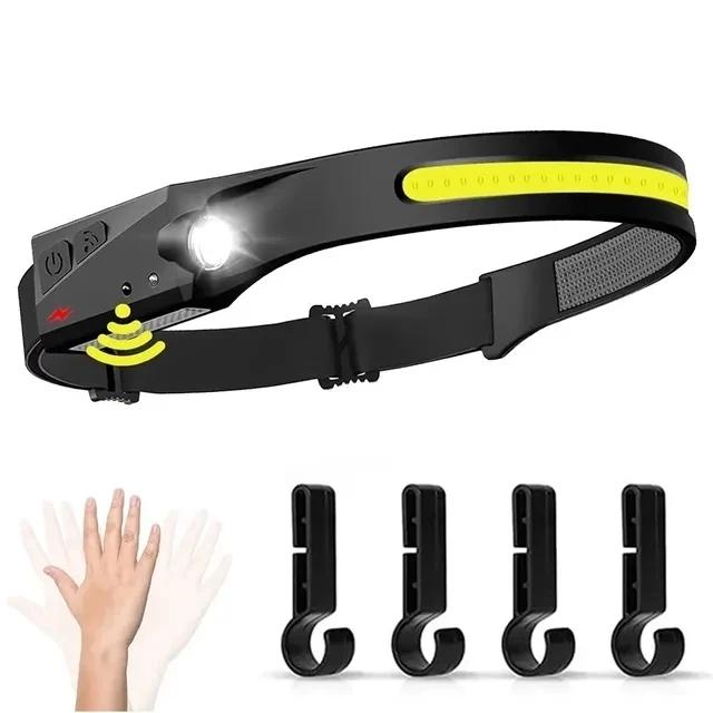 LED Sensor Headlamp USB Rechargeable Led Head Torch Built-in Battery Head Flashlight Outdoor Camping Fishing Headlight Lantern