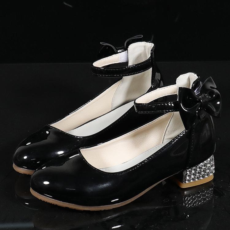 

Size Kids Girls Height Heel Dance Shoes White Bow Children Birthday Party Pricess Shoes Of Teen Elegant Pu Sandals Soft 26