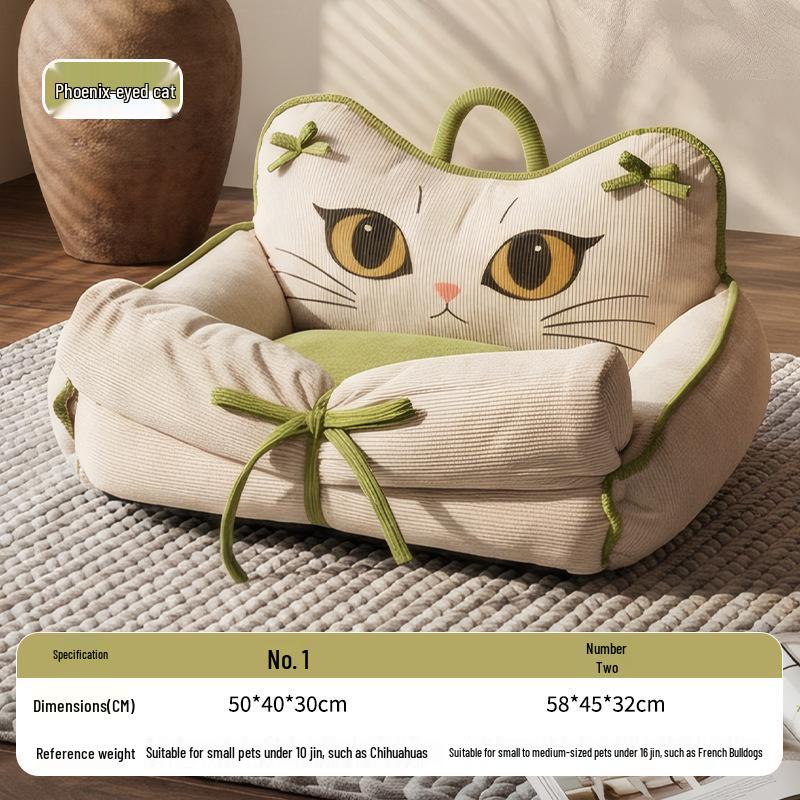 Winter Cartoon Sofa Bed: Washable Sleep Mat for Small Dogs & Cats