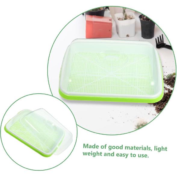 DOITOOL 1 Set Sprouter Tray with Lid Cultivation Germination Nursery Sprouting Tray Wheatgrass Soybean Grower for Garden Home Office