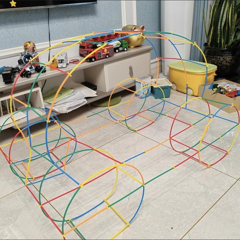 STEM Straw Builders Construction Set Large Pipe Connectors & Straws, Montessori Educational Toys for 3-10Year Olds