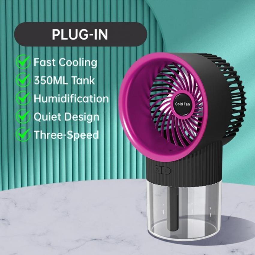 Neuer befeuchtender Ventilator USB-Aufladung Leiser Sprühventilator Zwei in Eins Leistungsstarker Elektrolüfter Energiesparend für Zuhause Schlafsaal