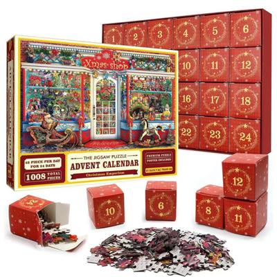 1 Σετ Χριστουγεννιάτικου παζλ Advent Calendar Ανθεκτικό ανακυκλώσιμο διασκεδαστικό οικογενειακό παιχνίδι για δημιουργική μάθηση Αντίστροφη μέτρηση