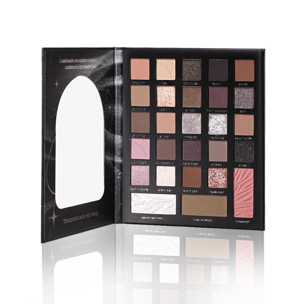 Wirwody Eyeshadow Palette, 27 Colors, Multifunctional Makeup Palette: Eyeshadow, Blush, Highlighter, and Shading All-in-One, 02 Clean White Floral