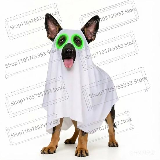 2026 Halloween Dog Ghost Costume Pet Cosplay Cape Witch Hat Robe Party Outfit Role-play Prop