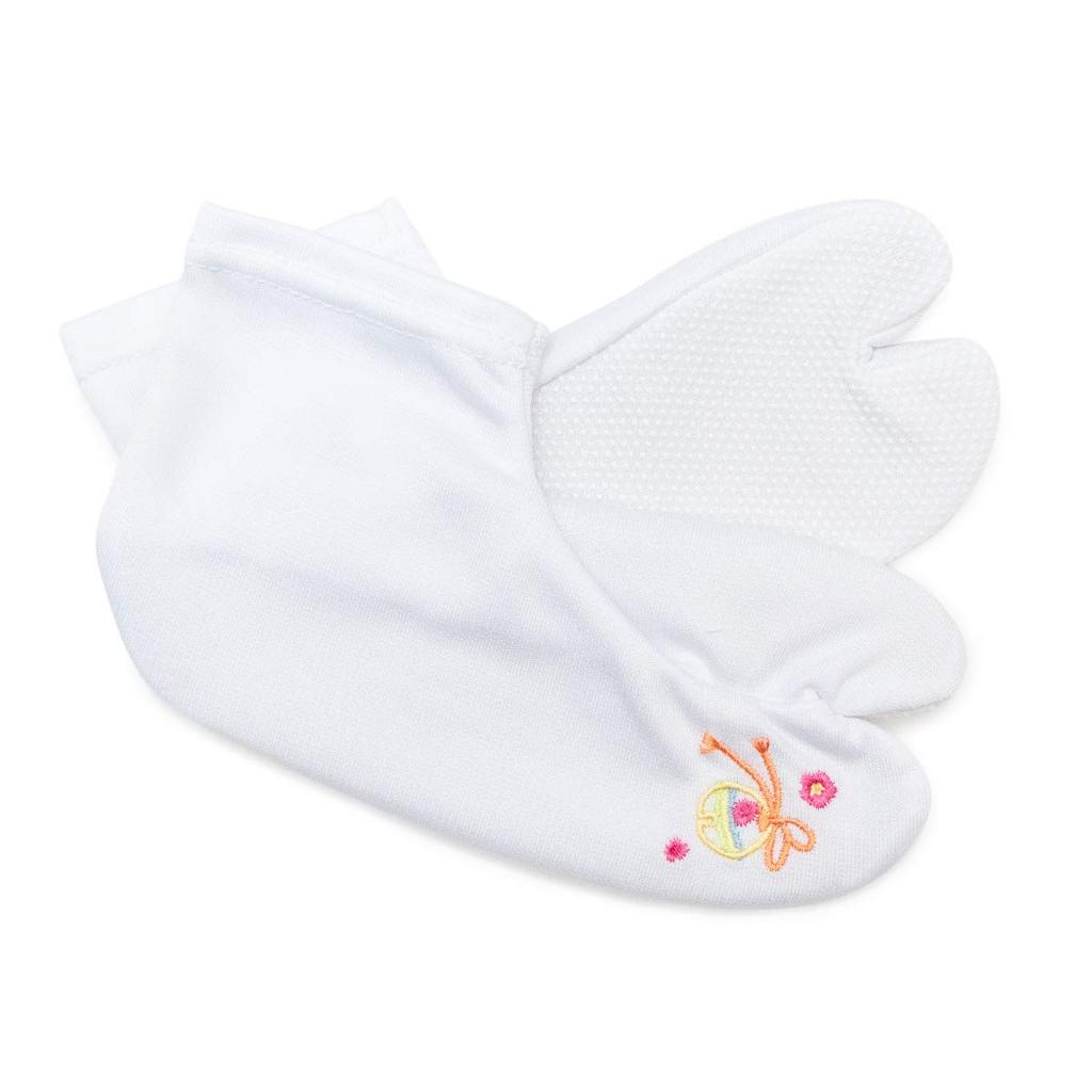 KYOETSU Embroidered Tabi Socks with Japanese Pattern and Tabi Cover Girls' Non-Slip (Sizes 21-22cm, C. Bell)