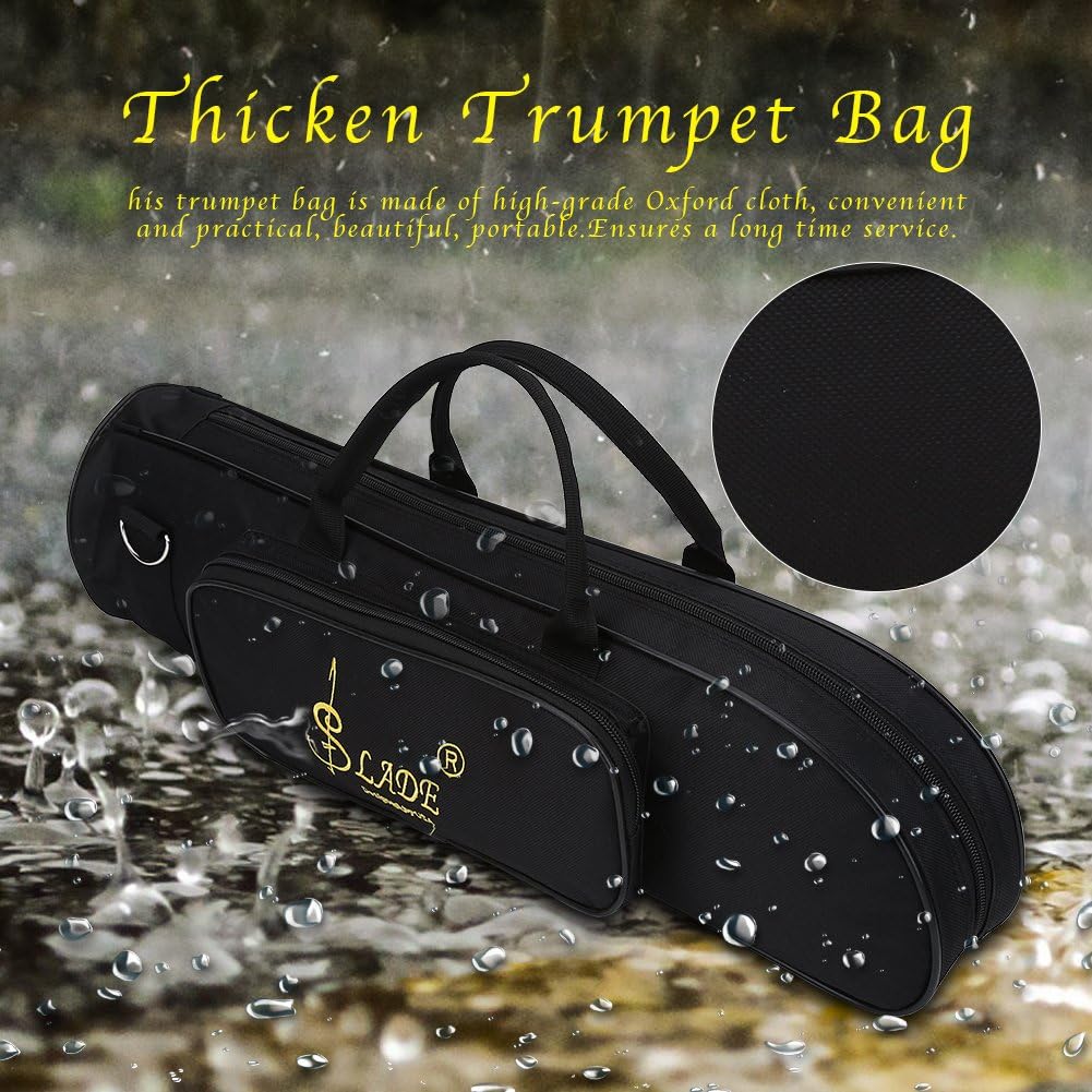 Trumpet Bag, Oxford Cloth Trumpet Gig Bag Thicken Waterproof Carrying Case with Shoulder Belt (Black) Bags, Straps