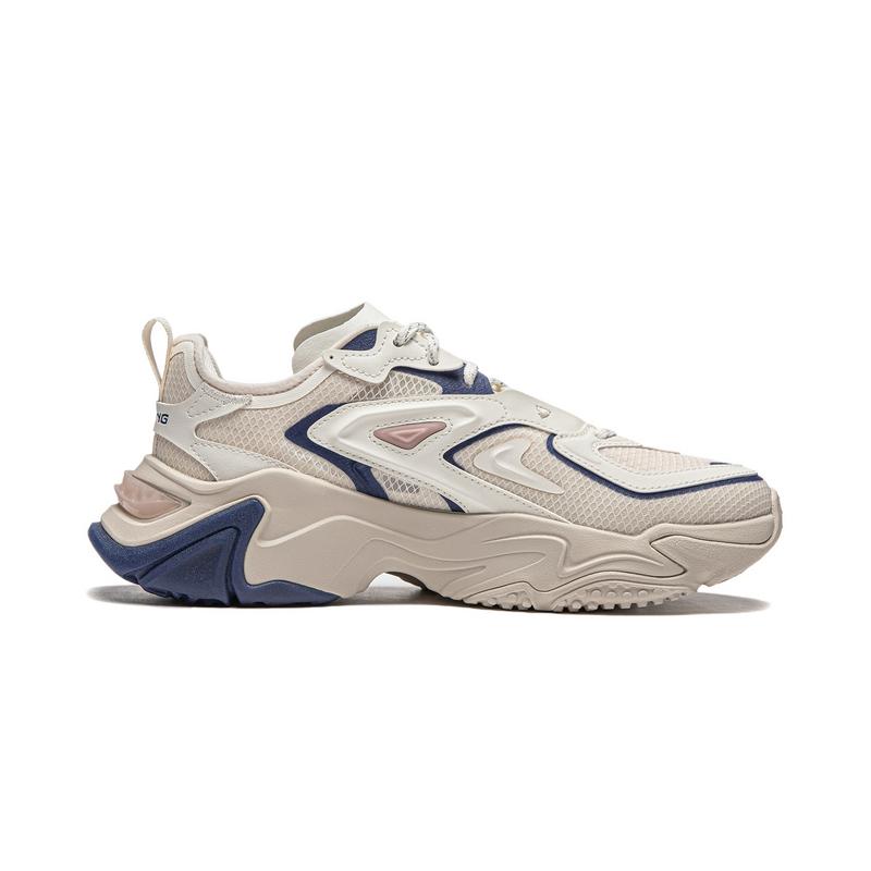 Li Ning CF Su Series Thousand Lines Strategy SS Shock Absorption Rebound Low Top Casual Shoes Women Casual Shoes Gray White Blue AGLU142-6