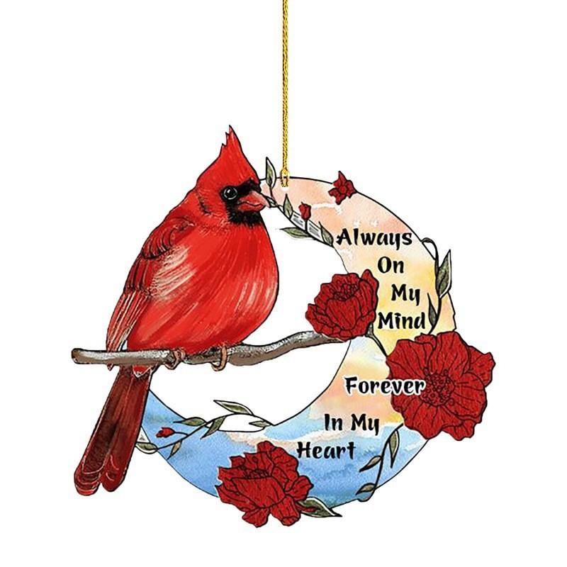 Acrylic Red Charming Bird Vehicle Hanging Decoration Fun Holiday Ornament For Car 78