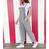 Women's Loose High Waist Pocket Fashion Color Cotton Linen Suspender Jumpsuit