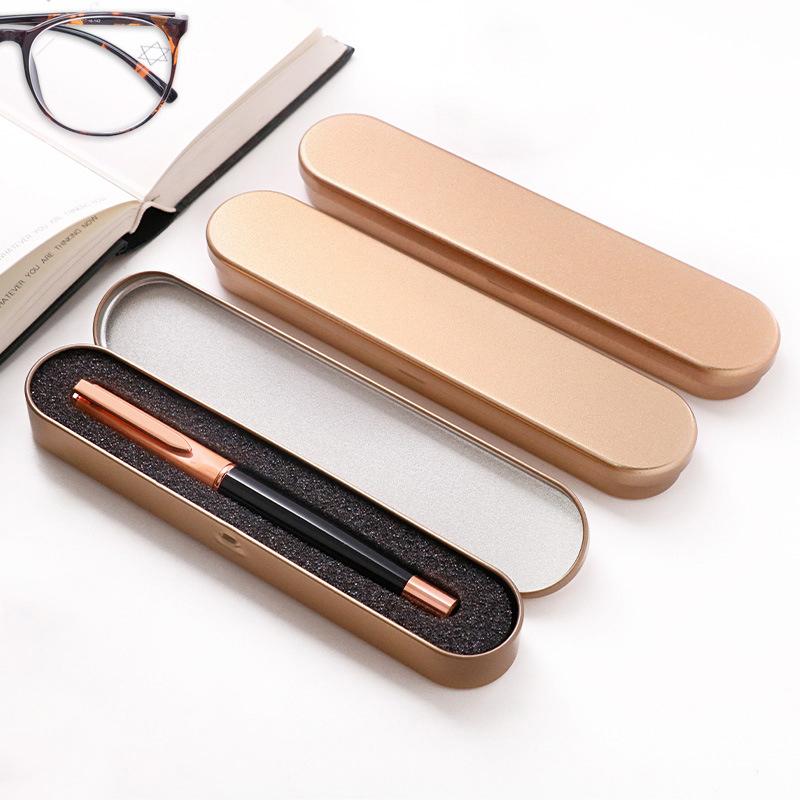 17X2Cm Black Metal Pen Box High Quality Protection Box For Fountain Pen Pencils Stationery Gift Box Office School Supplies